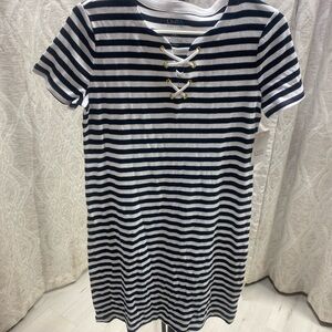 Croft & Barrow Navy and White Striped Mini Dress